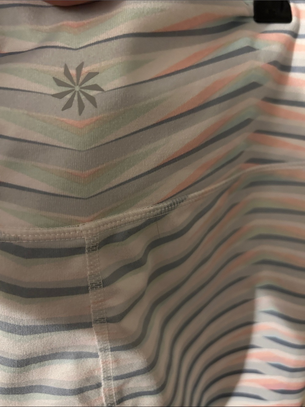 Athleta Striped Capris in White with Blue and Pink Stripes